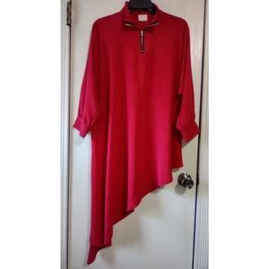 Red Zip Neck Tunic